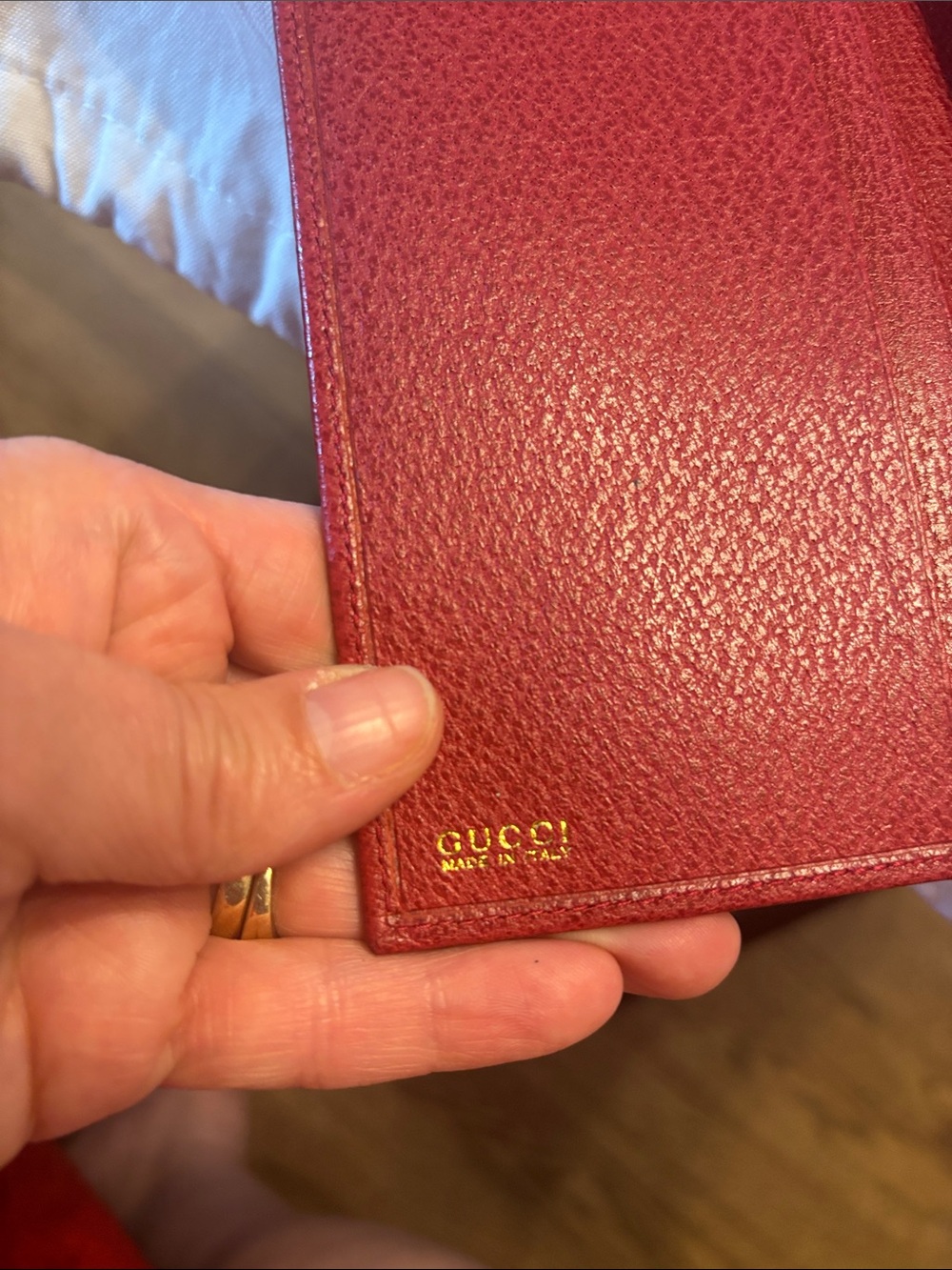 Gucci vintage Red Pebbled Leather Clasp Continental Wallet with box - Picture 3 of 17